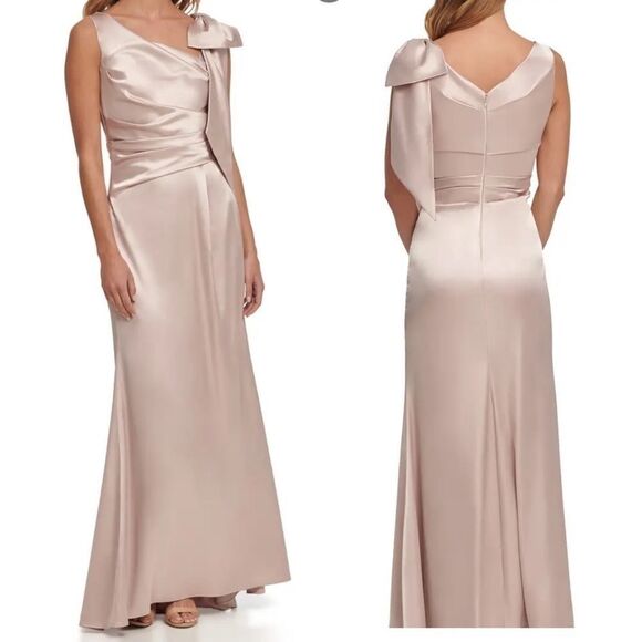 NWT Eliza J Pleated Sleeveless Satin Gown